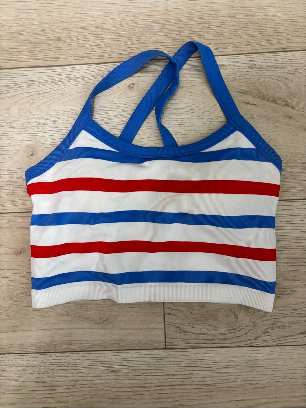 JoyLab White Tank Top with Blue & Red Stripes